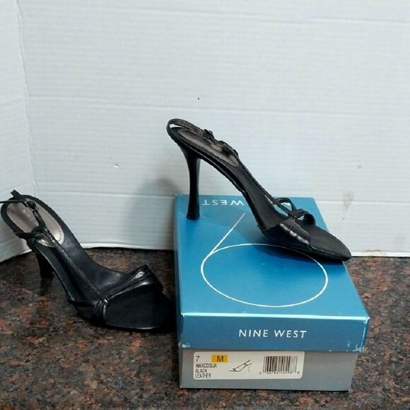Nine West Black Stiletto Slingback Heels...SIZE 7 - Picture 1 of 8